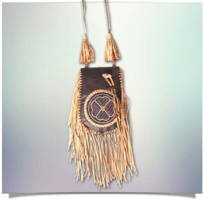 Shipibo Leather Tassel Bag